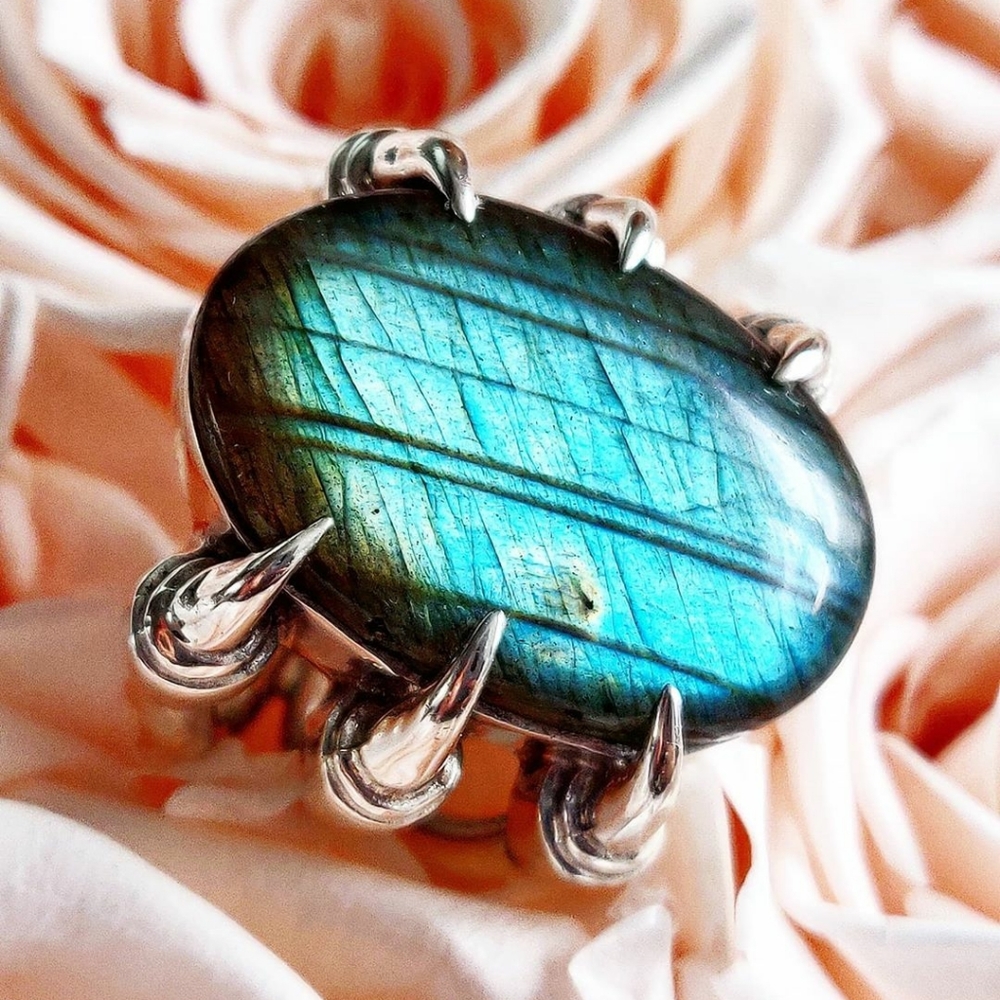 Limited Edition Labradorite Silver Claw Ring
